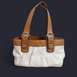 Coach Two-Tone Tan and Cream Shoulder Bag